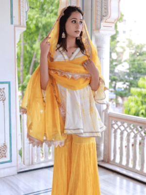 Turmeric yellow kurta sharara set with dupatta