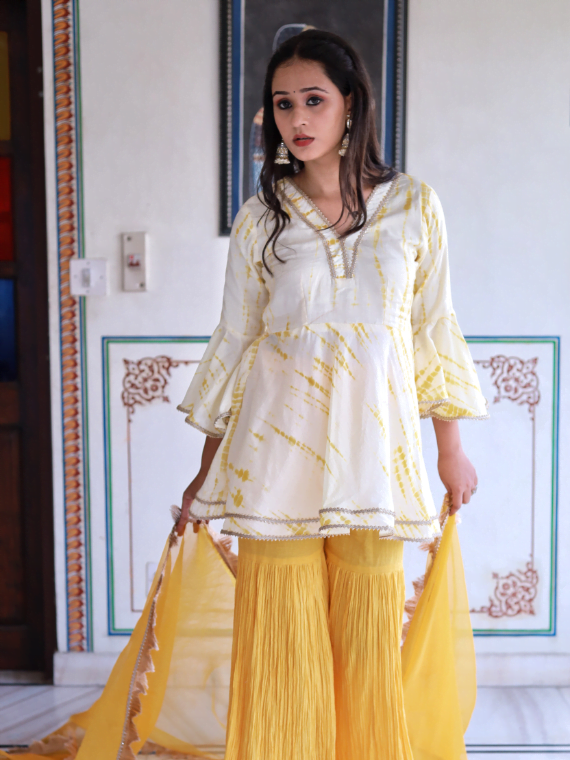 Turmeric yellow kurta sharara set with dupatta