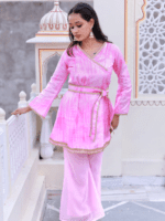 Roseberry Pink Shibori Kimono Co-Ord Set