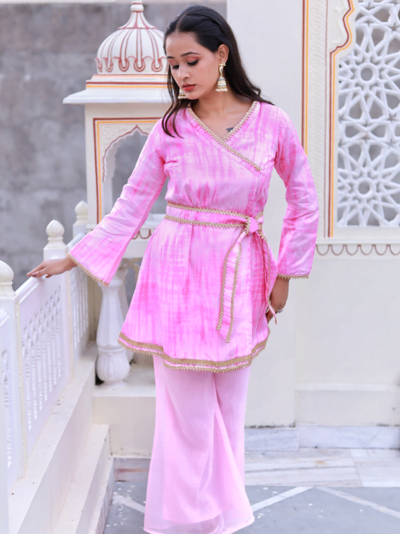 Roseberry Pink Shibori Kimono Co-Ord Set