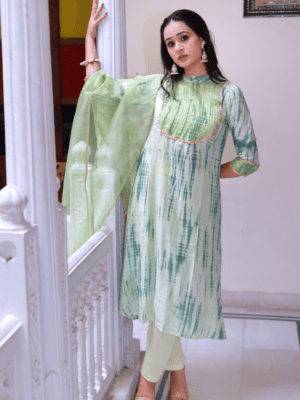 Fern Green Shibori Kurta Set