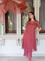 Mauve Pink Georgette Kurta Palazzo Set