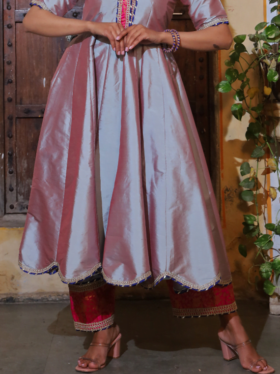 Silver shadow kaildar kurta with flare pants