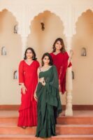 Scarlet Red Sharara Saree