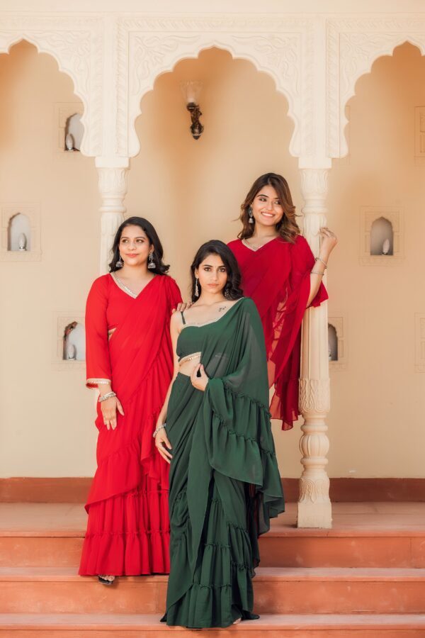 Scarlet Red Sharara Saree