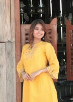 Musk Yellow Cut Work Kurta Set