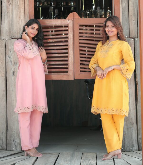 Musk Yellow Cut Work Kurta Set