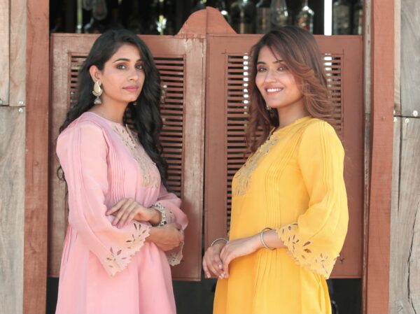 Musk Yellow Cut Work Kurta Set