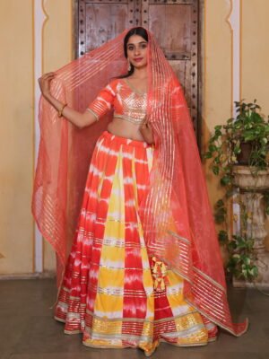 Dual Aumbre Embellished Lehenga Set