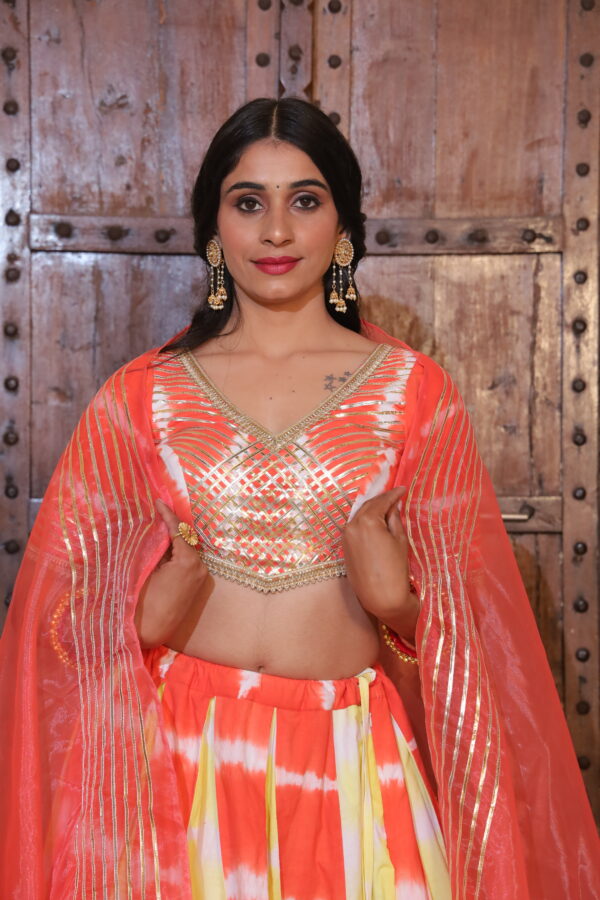 Dual Aumbre Embellished Lehenga Set