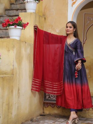 Gradient Aumbre Kurta And Duppata Set