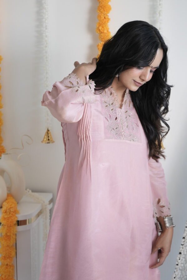 Blush Pink Cut Work Kurta Set