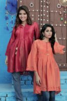 Tangerine Cut Work Kurta