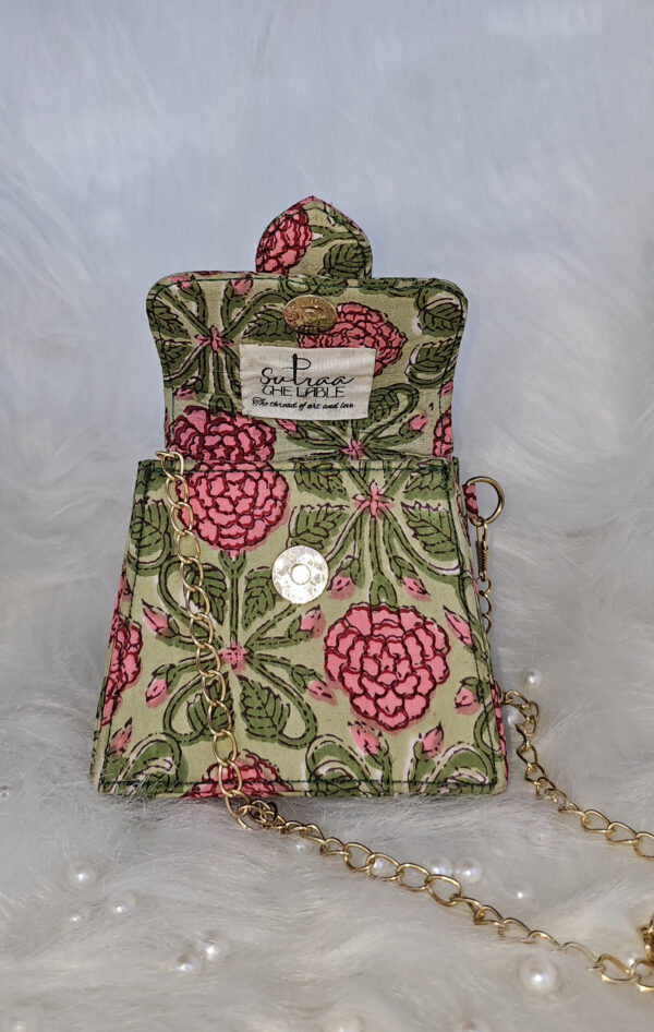 Gulab Block Print Mini Sling Bag