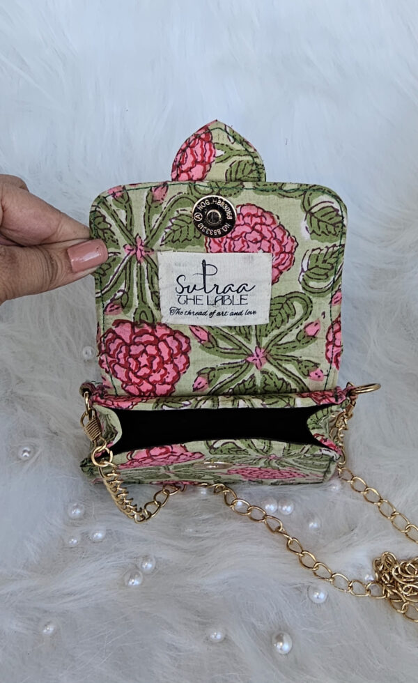 Gulab Block Print Mini Sling Bag